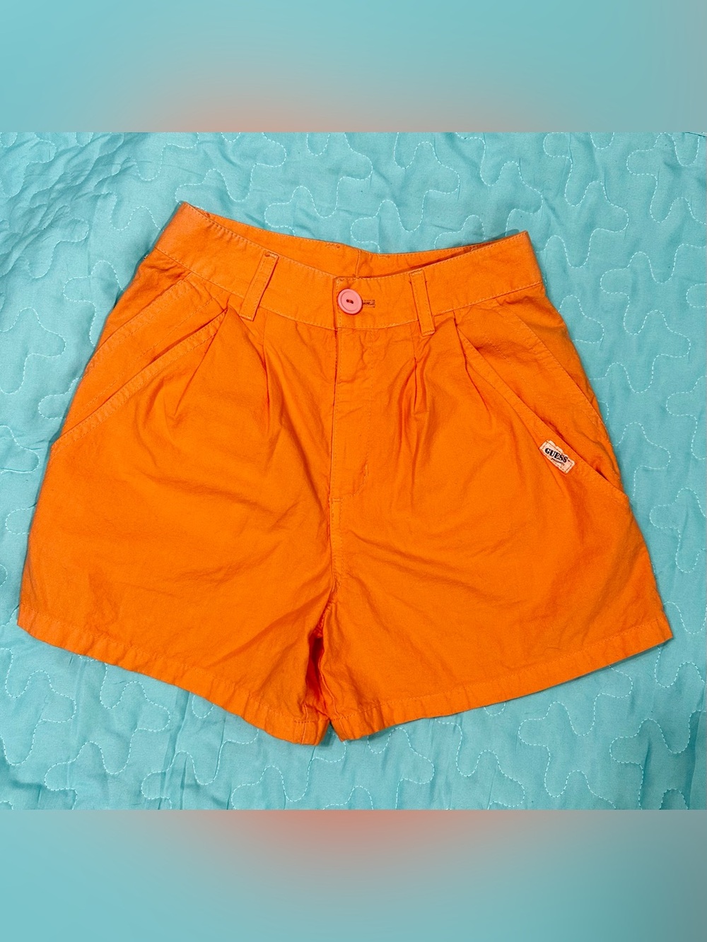 Cute Vintage Guess Light Orange High-waisted Shorts — Size 22!